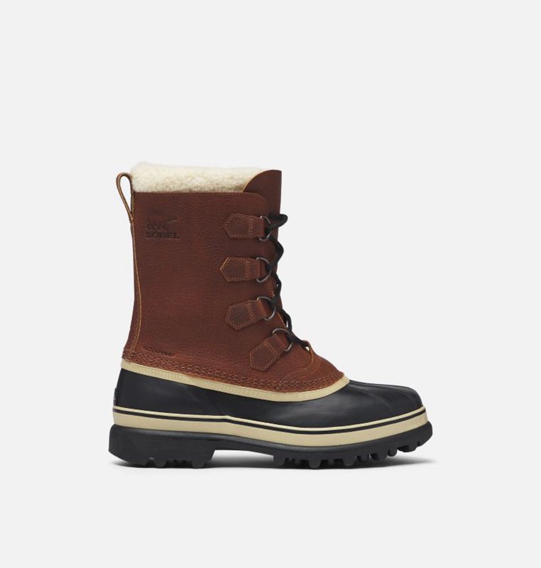 Mens Snow Boots Dark Brown - Sorel Caribou™ Wool - 795-NFXIAZ